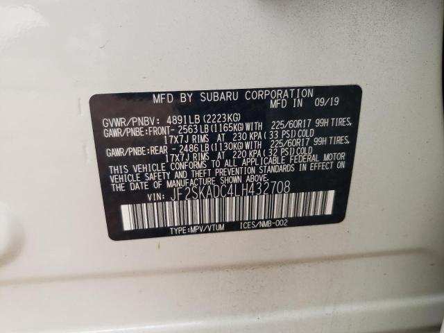 2020 Subaru Forester VIN: JF2SKADC4LH432708 Lot: 59542084