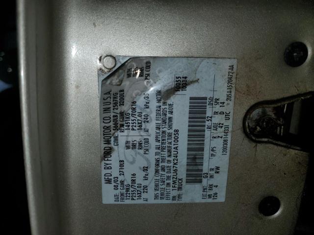 2004 Ford Explorer Sport Trac VIN: 1FMZU67K24UA10058 Lot: 58049104