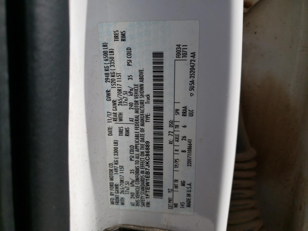 1FTEW1EB7JKC86889 2018 Ford F150 Supercrew