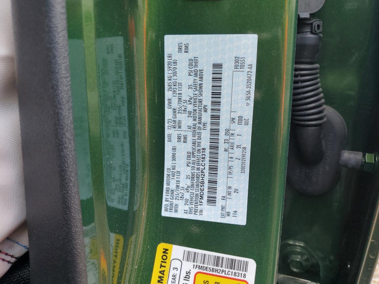 1FMDE5BH2PLC18318 2023 Ford Bronco Base