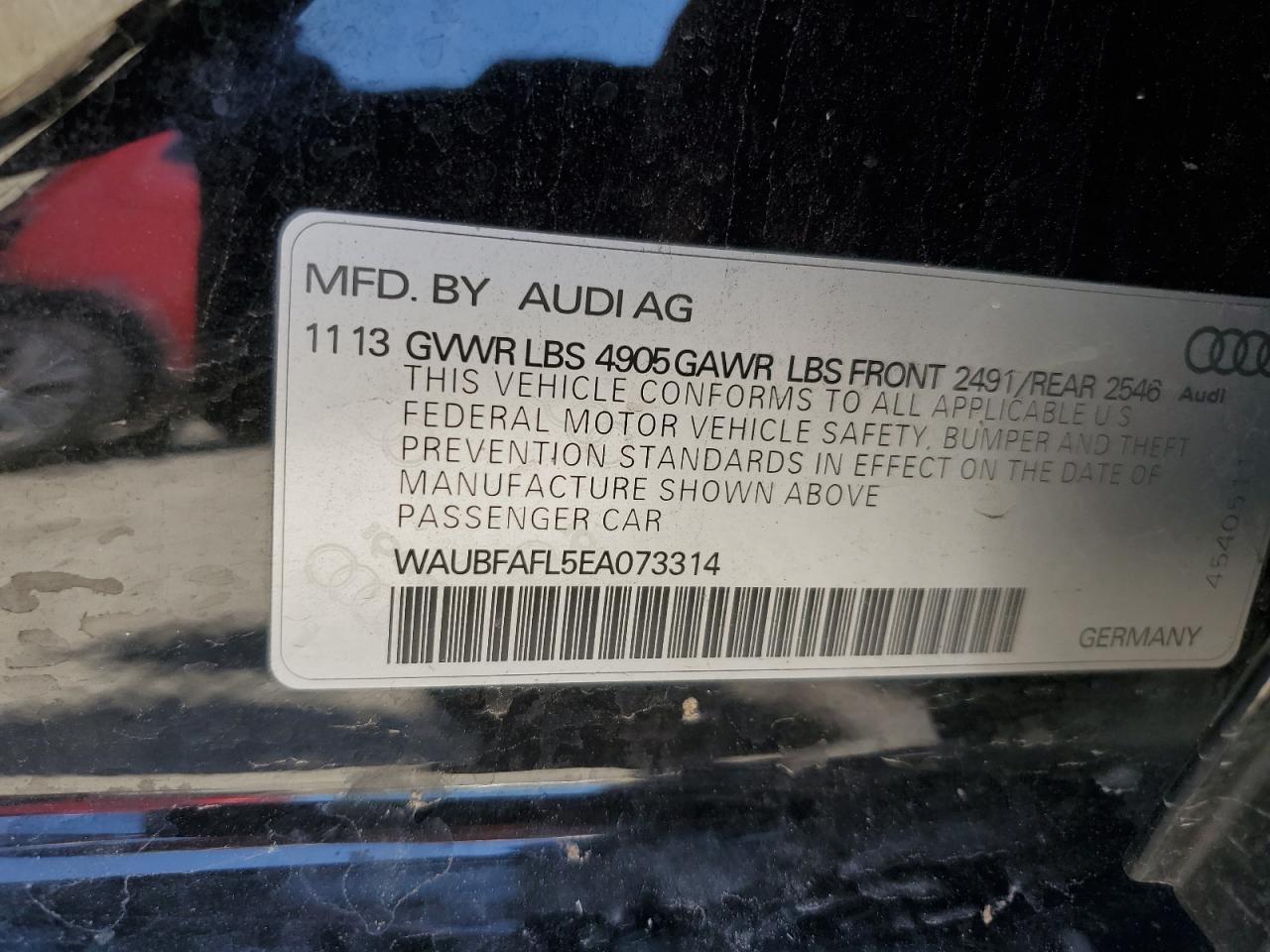 WAUBFAFL5EA073314 2014 Audi A4 Premium