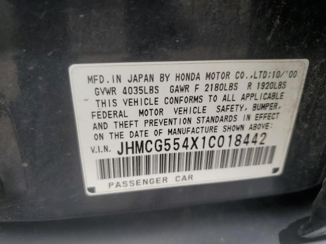 2001 Honda Accord Lx VIN: JHMCG554X1C018442 Lot: 57159664