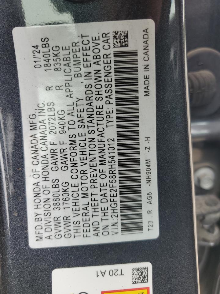 2HGFE2F58RH541012 2024 Honda Civic Sport 2HGFE2F58RH541012 2024 Honda Civic Sport