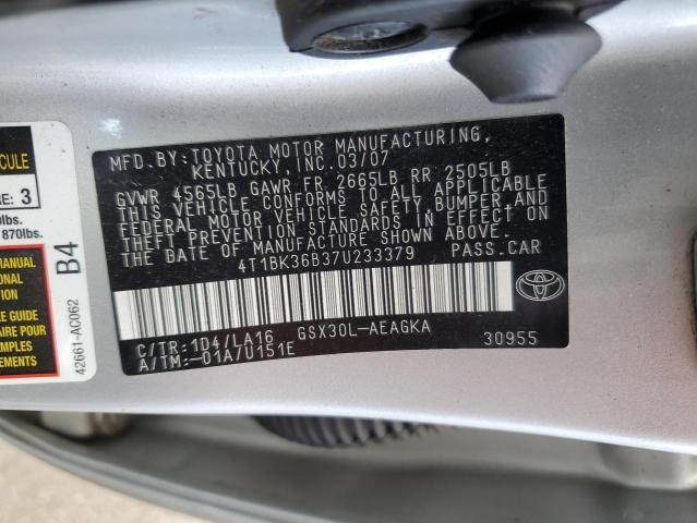 2007 Toyota Avalon Xl VIN: 4T1BK36B37U233379 Lot: 60074514