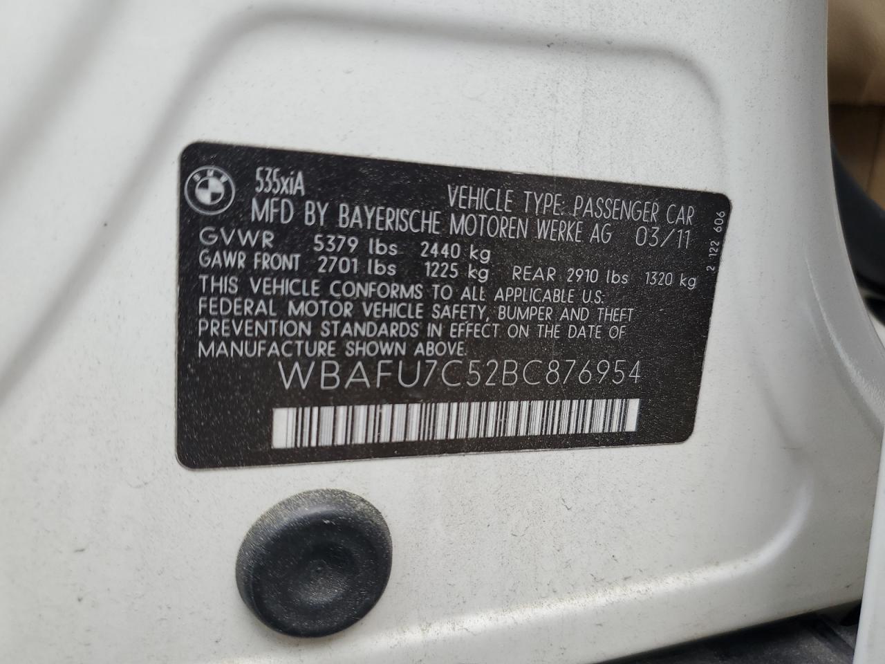 WBAFU7C52BC876954 2011 BMW 535 Xi