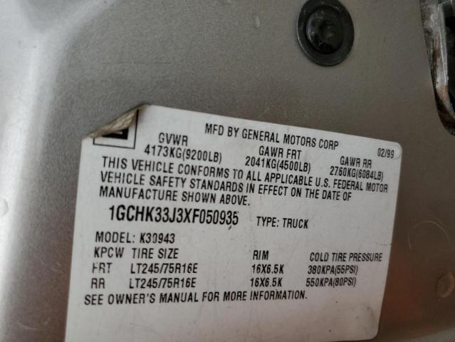 1999 Chevrolet Gmt-400 K3500 VIN: 1GCHK33J3XF050935 Lot: 60448434