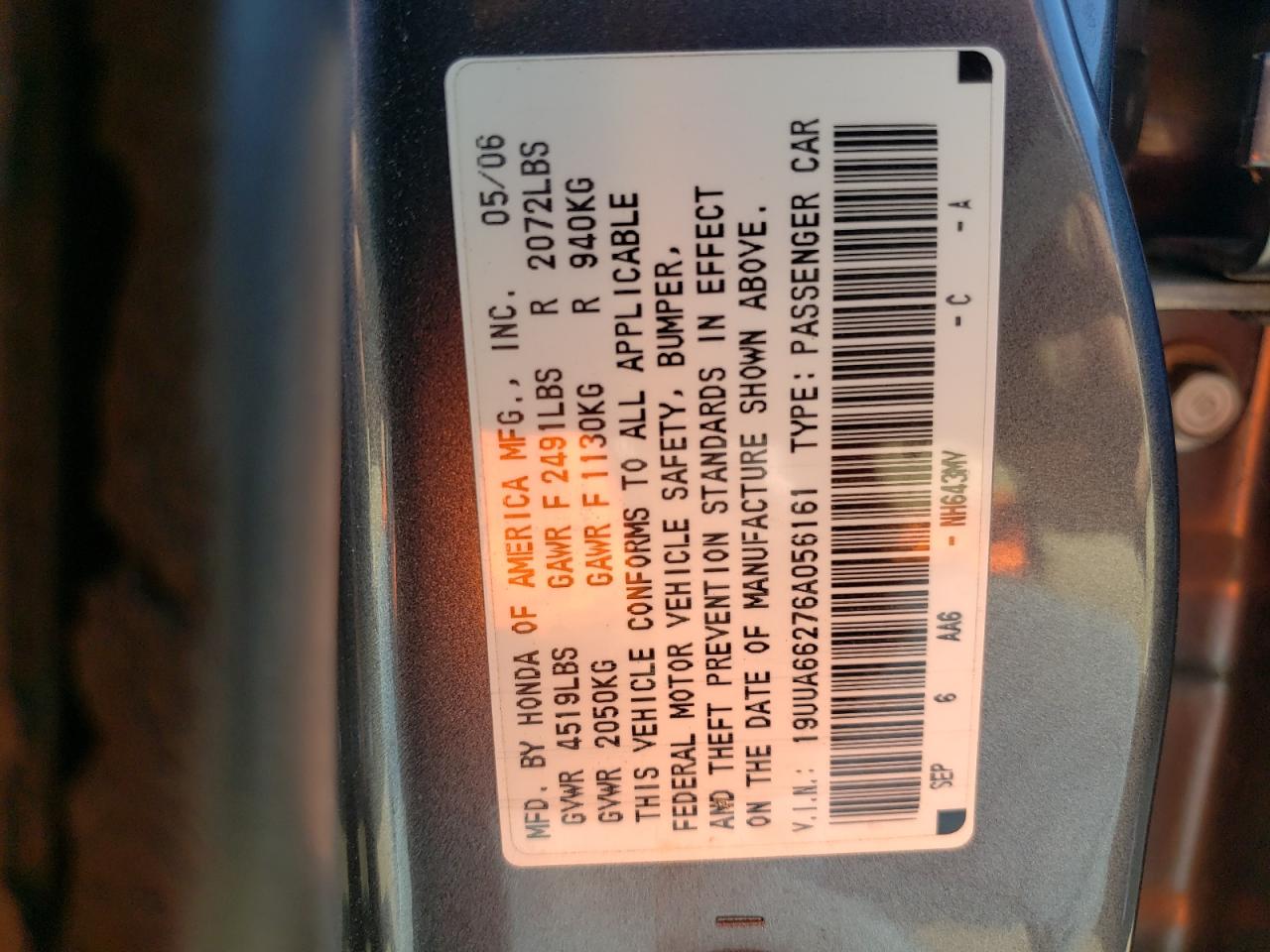 19UUA66276A056161 2006 Acura 3.2Tl