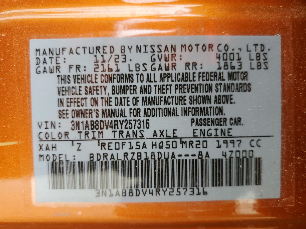 3N1AB8DV4RY257316 2024 Nissan Sentra Sr