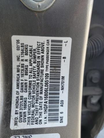 1HGFA16806L065109 2006 Honda Civic Ex