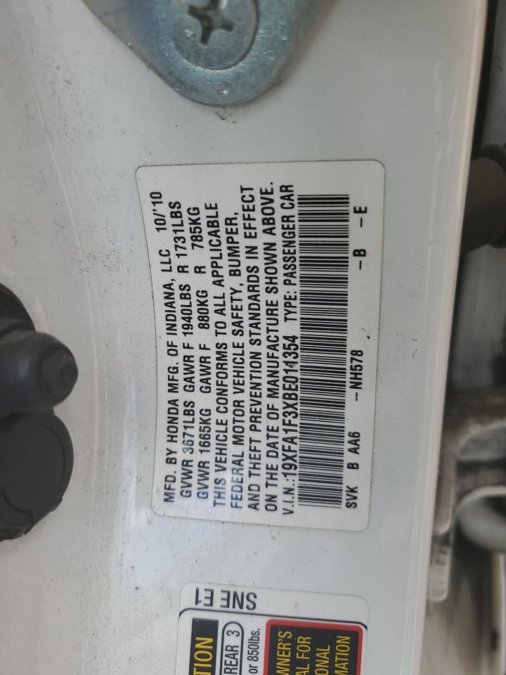 19XFA1F3XBE011354 2011 Honda Civic Vp 19XFA1F3XBE011354 2011 Honda Civic Vp