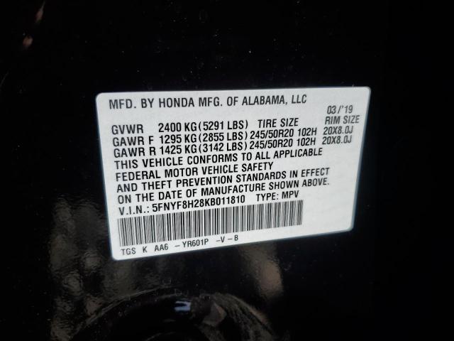 2019 Honda Passport Sport VIN: 5FNYF8H28KB011810 Lot: 57563424