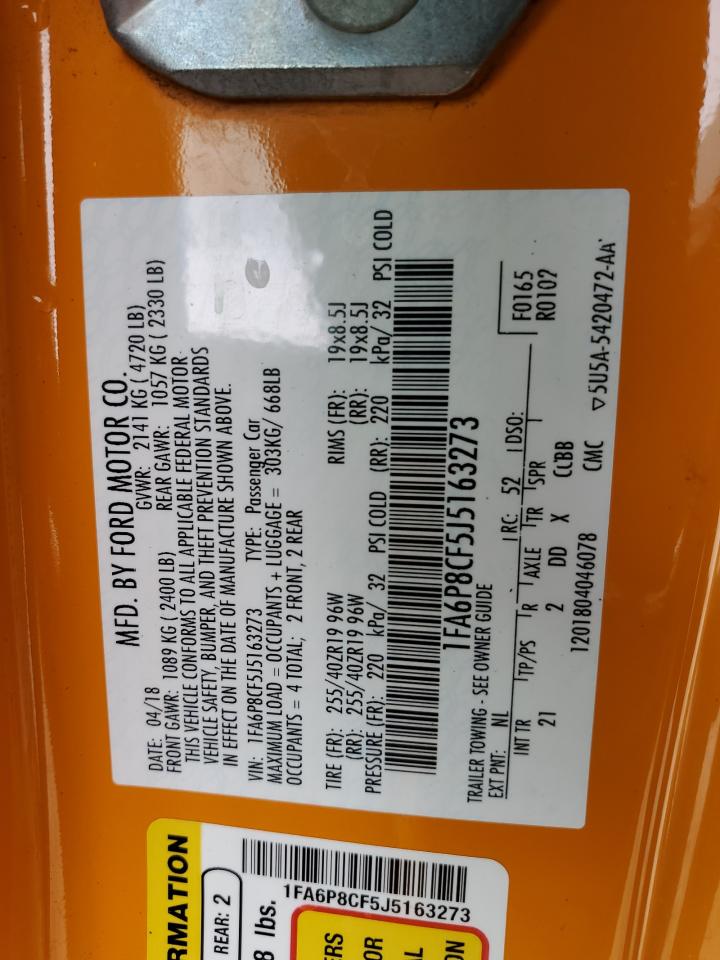 1FA6P8CF5J5163273 2018 Ford Mustang Gt