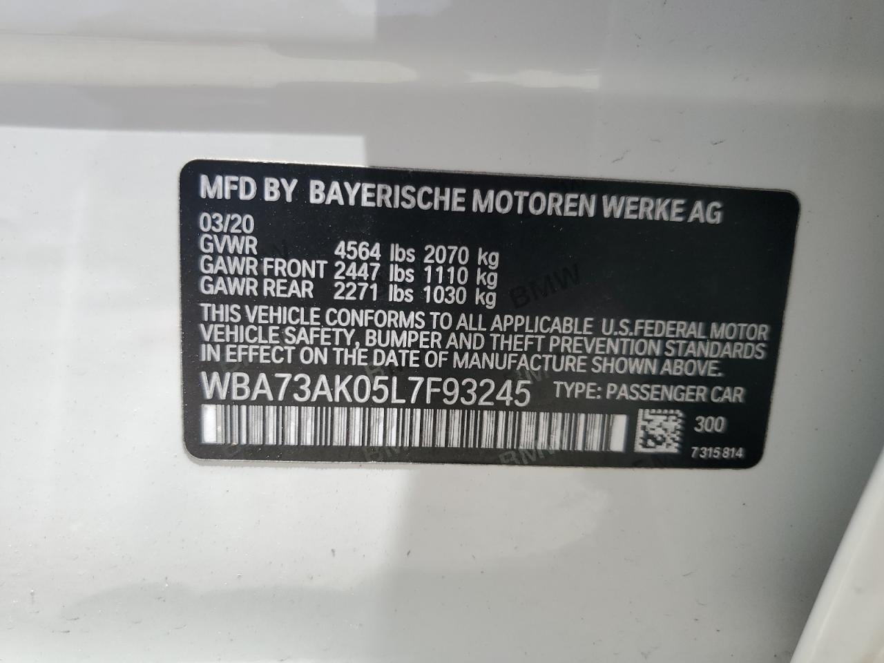 WBA73AK05L7F93245 2020 BMW 228Xi