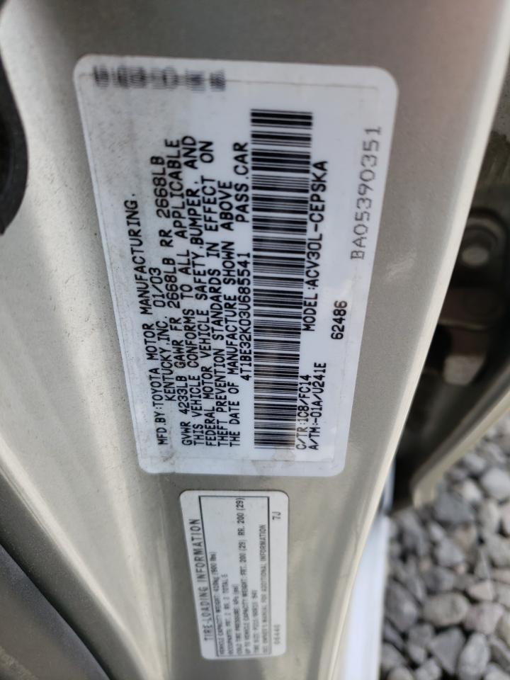 4T1BE32K03U685541 2003 Toyota Camry Le