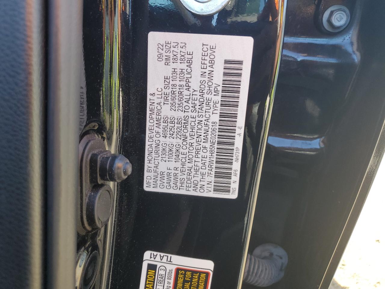 7FARW1H85NE020618 2022 Honda Cr-V Exl