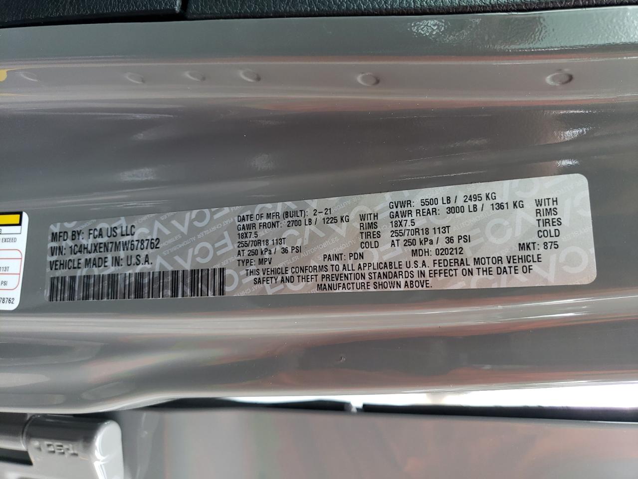 1C4HJXEN7MW678762 2021 Jeep Wrangler Unlimited Sahara