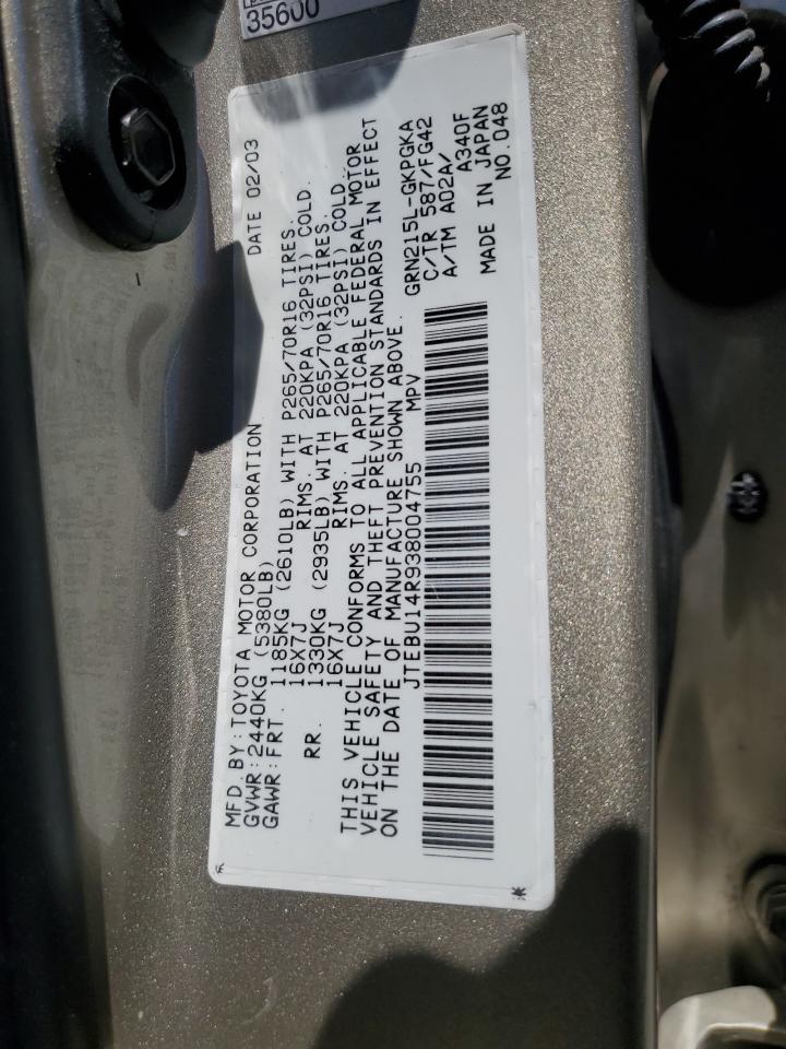JTEBU14R938004755 2003 Toyota 4Runner Sr5