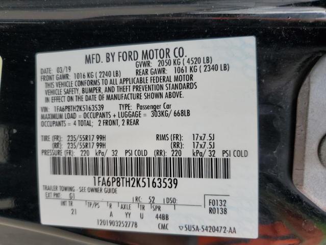 2019 Ford Mustang VIN: 1FA6P8TH2K5163539 Lot: 58429274