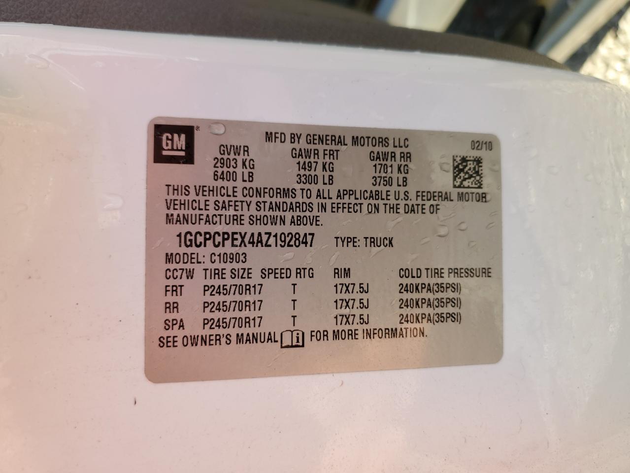 1GCPCPEX4AZ192847 2010 Chevrolet Silverado C1500