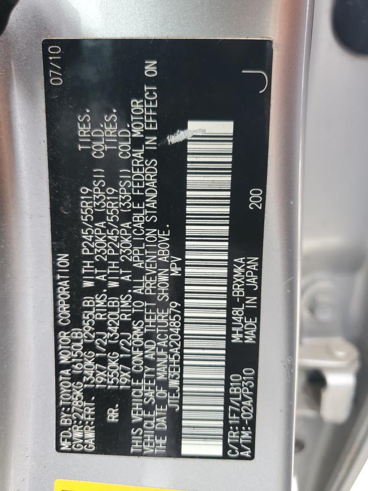 JTEJW3EH5A2048579 2010 Toyota Highlander Hybrid Limited