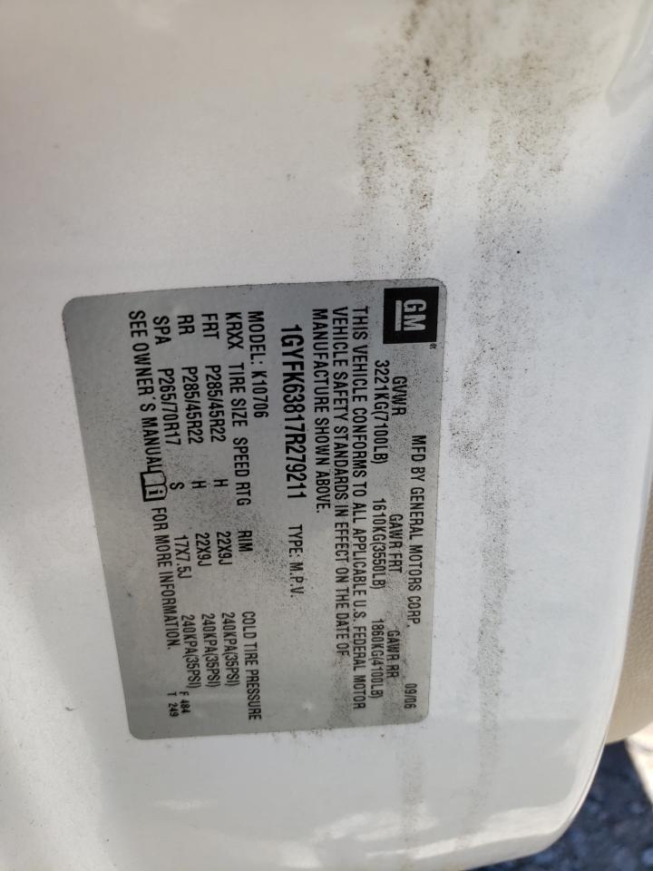 1GYFK63817R279211 2007 Cadillac Escalade Luxury