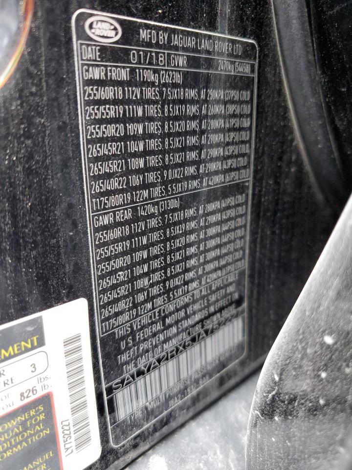 SALYA2RX5JA752227 2018 Land Rover Range Rover Velar