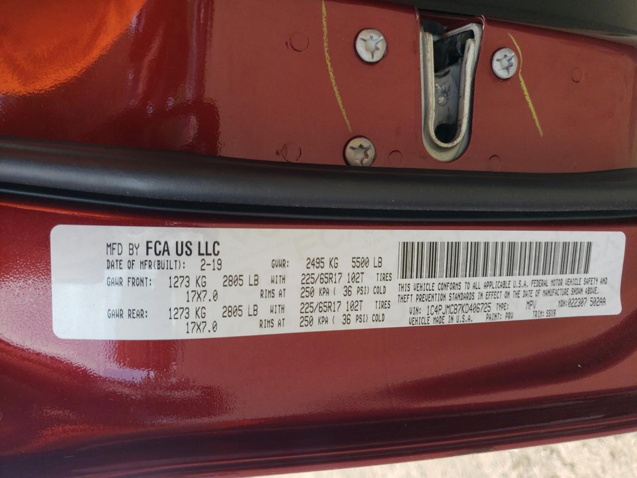 1C4PJMCB7KD406725 2019 Jeep Cherokee Latitude