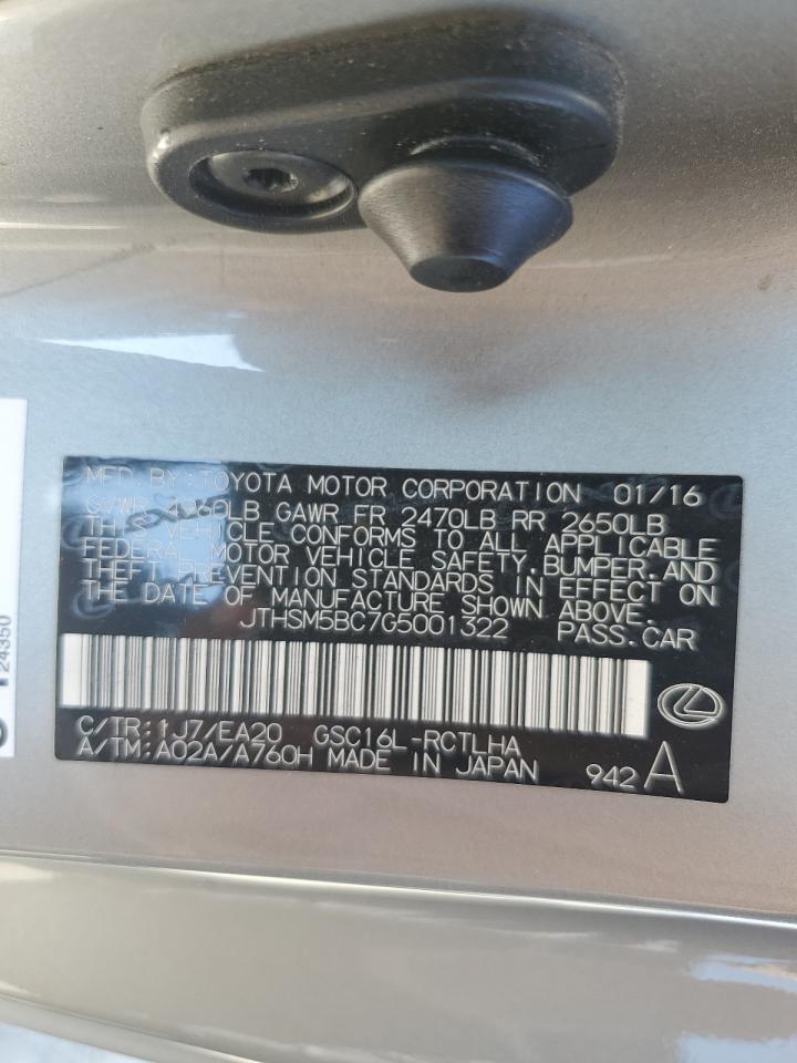 JTHSM5BC7G5001322 2016 Lexus Rc 300