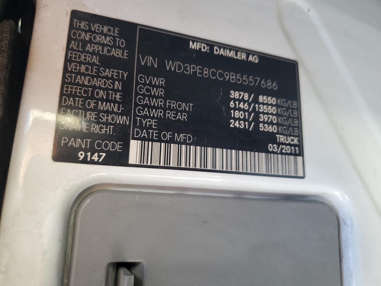 WD3PE8CC9B5557686 2011 Mercedes-Benz Sprinter 2500