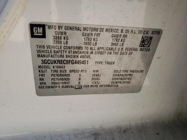 2015 CHEVROLET 1500 TRUCK 3GCUKREC8FG449451