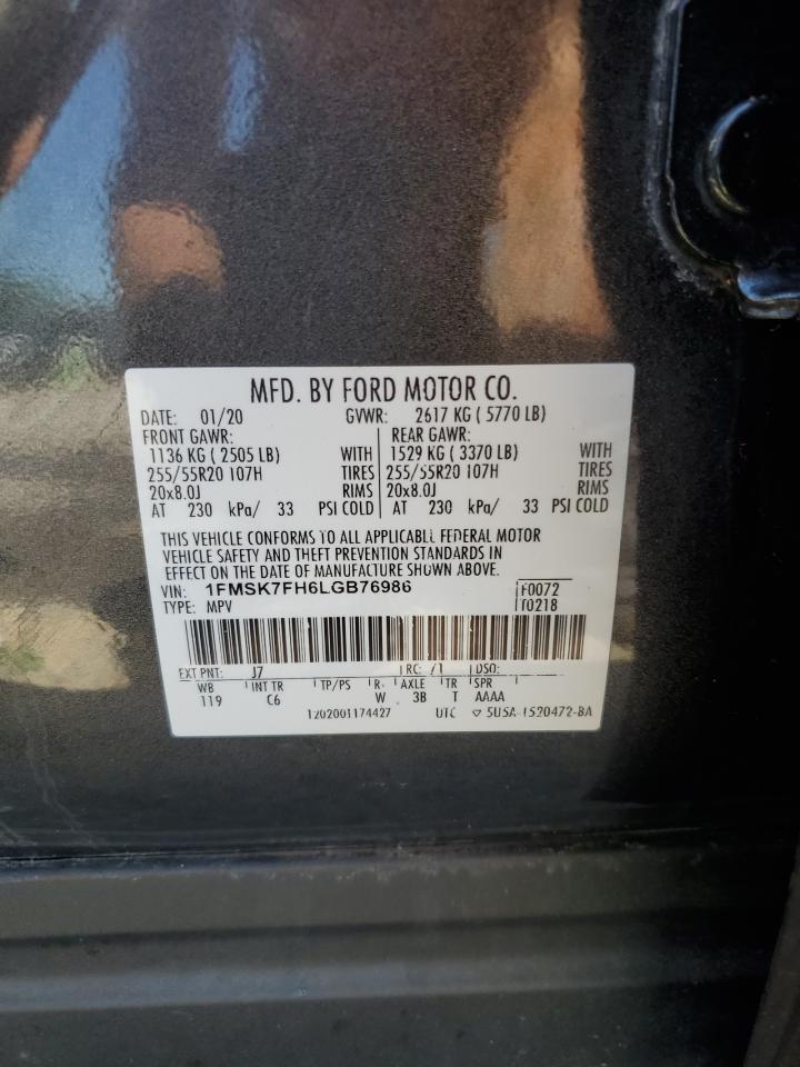 1FMSK7FH6LGB76986 FORD EXPLORER 2020