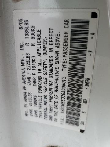 2006 Honda Accord Se VIN: 1HGCM55376A006013 Lot: 54958054