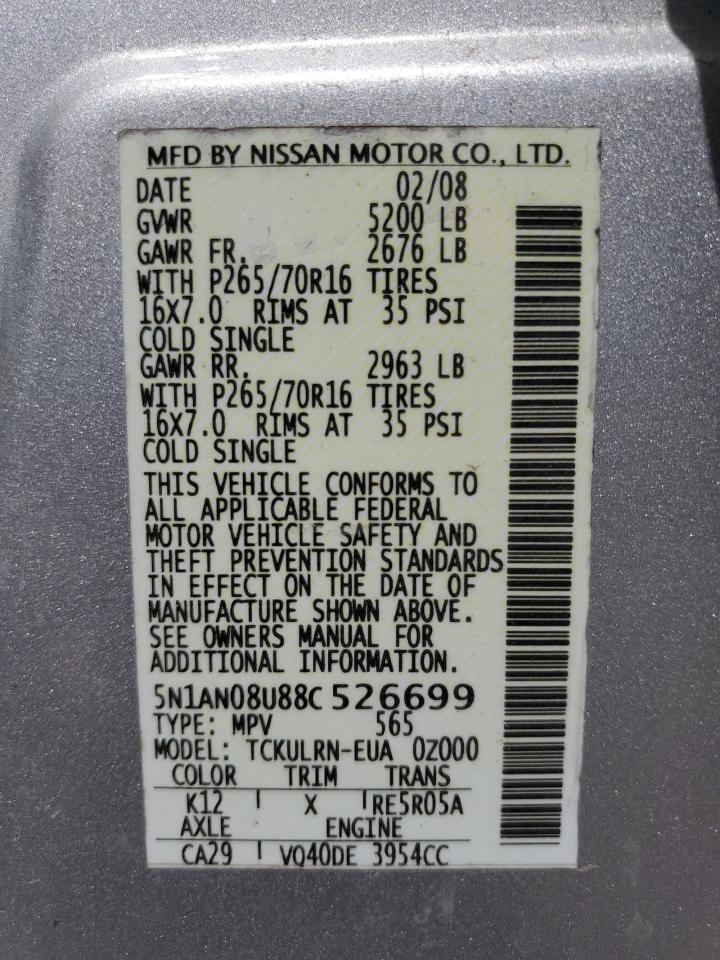 5N1AN08U88C526699 2008 Nissan Xterra Off Road