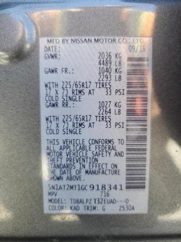 2016 Nissan Rogue S VIN: 5N1AT2MT1GC918341 Lot: 58700774