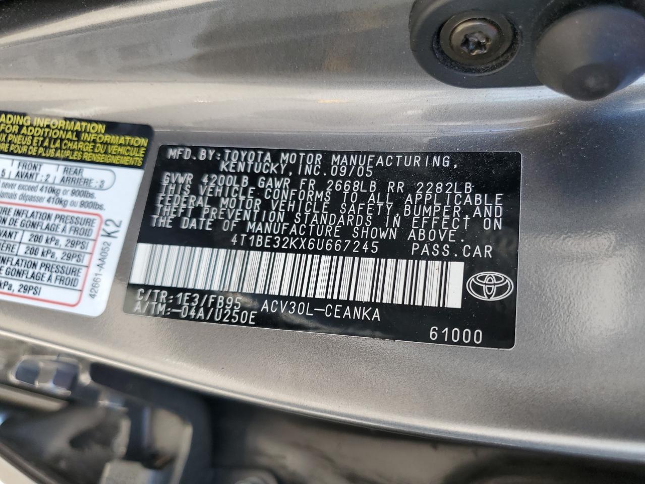 4T1BE32KX6U667245 2006 Toyota Camry Le