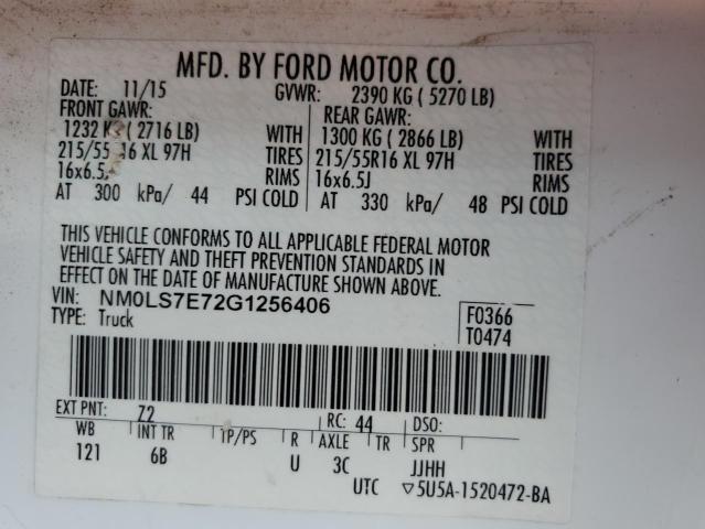 2016 Ford Transit Connect Xl VIN: NM0LS7E72G1256406 Lot: 56181464