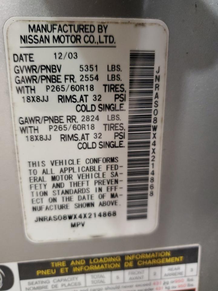 JNRAS08WX4X214868 2004 Infiniti Fx35