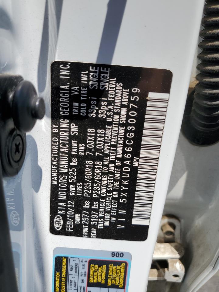 5XYKUDA66CG300759 2012 Kia Sorento Ex