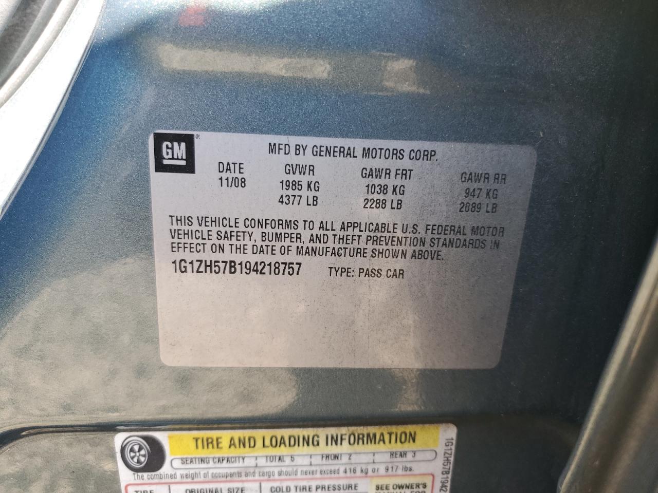 1G1ZH57B194218757 2009 Chevrolet Malibu 1Lt