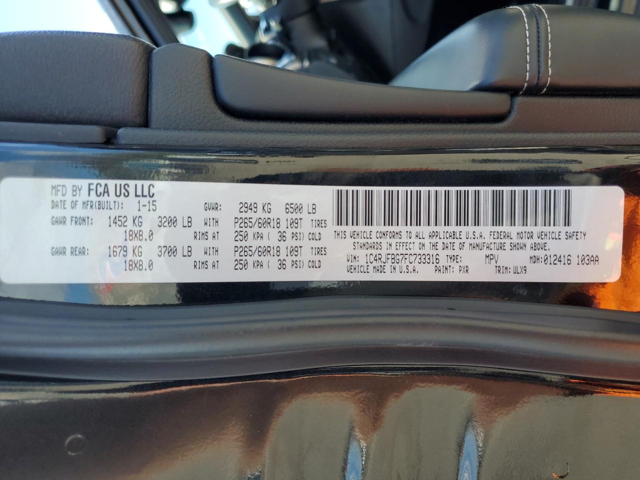 1C4RJFBG7FC733316 2015 Jeep Grand Cherokee Limited