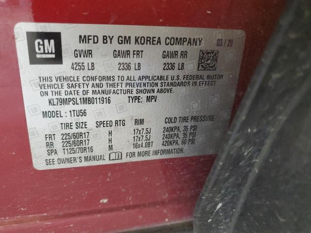 2021 Chevrolet Trailblazer Lt VIN: KL79MPSL1MB011916 Lot: 58412064