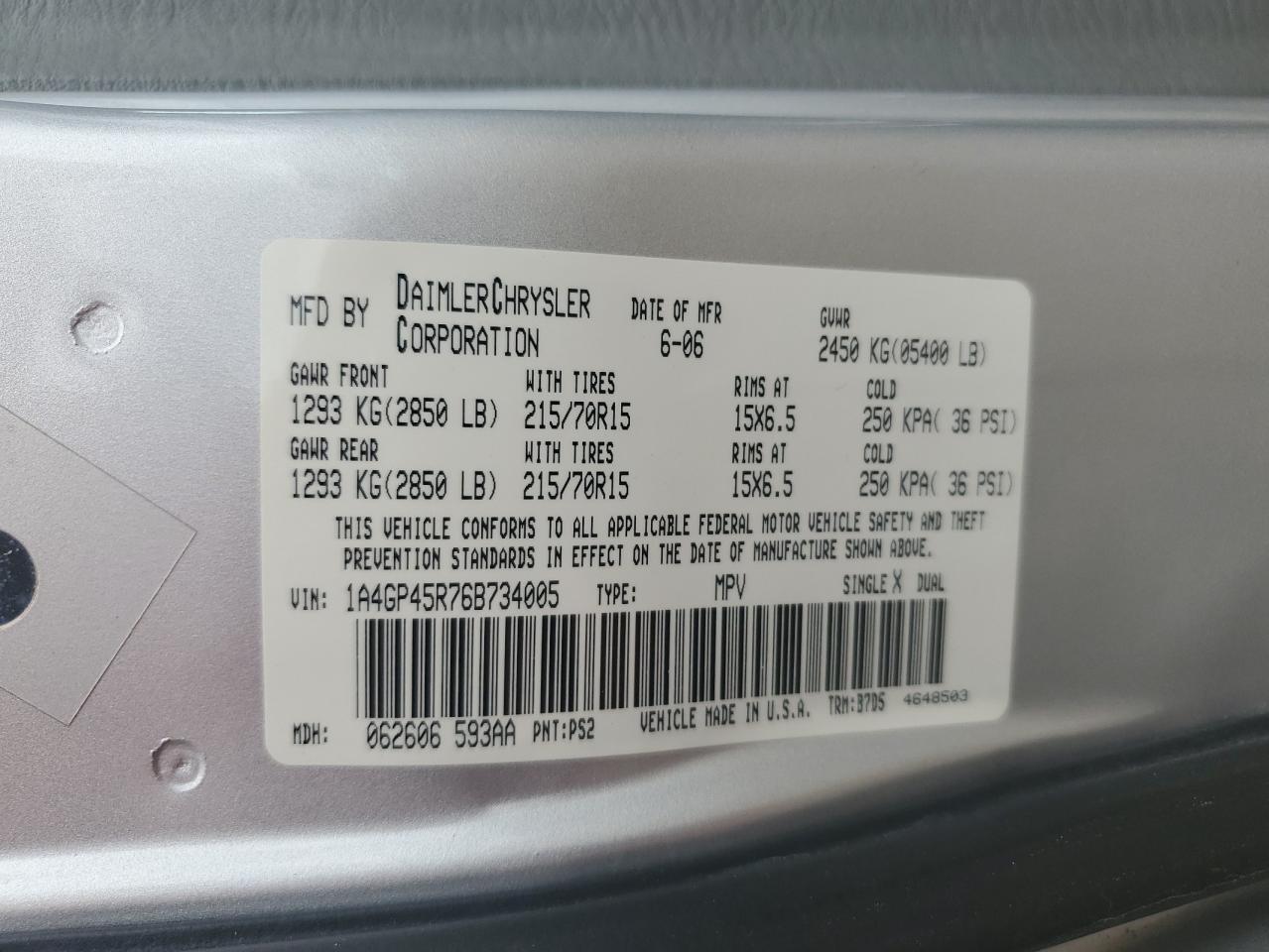 1A4GP45R76B734005 2006 Chrysler Town & Country