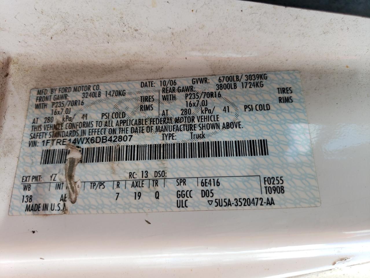 1FTRE14WX6DB42807 2006 Ford Econoline E150 Van