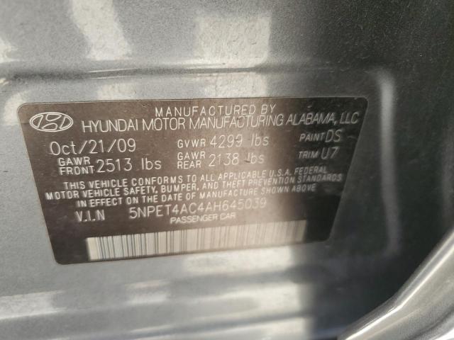 2010 Hyundai Sonata Gls VIN: 5NPET4AC4AH645039 Lot: 60862524