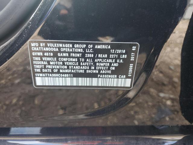 2017 Volkswagen Passat S VIN: 1VWAT7A35HC046511 Lot: 60571694
