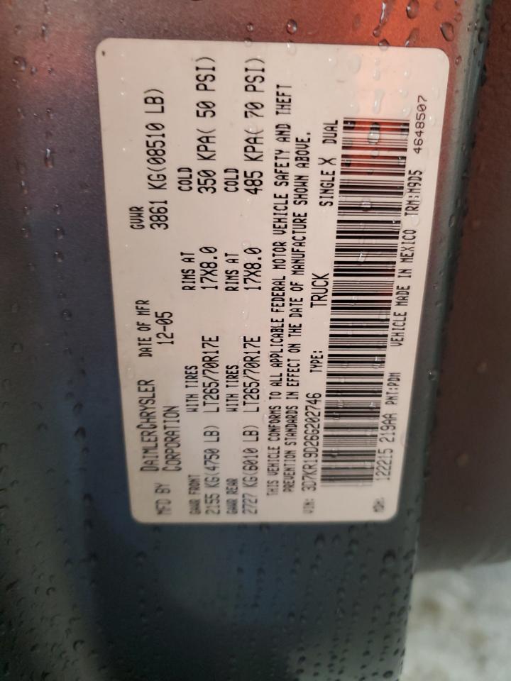 3D7KR19D26G202746 2006 Dodge Ram 1500