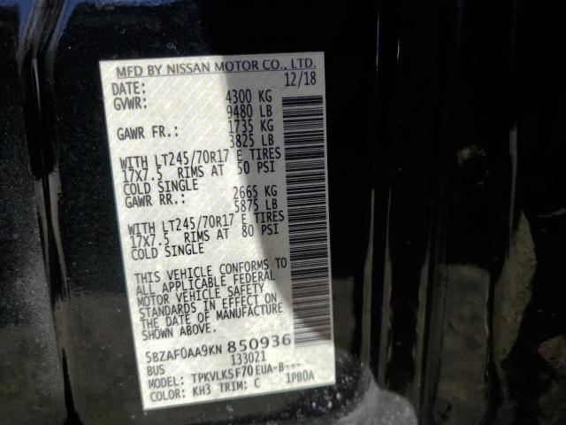 2019 Nissan Nv 3500 VIN: 5BZAF0AA9KN850936 Lot: 58755804