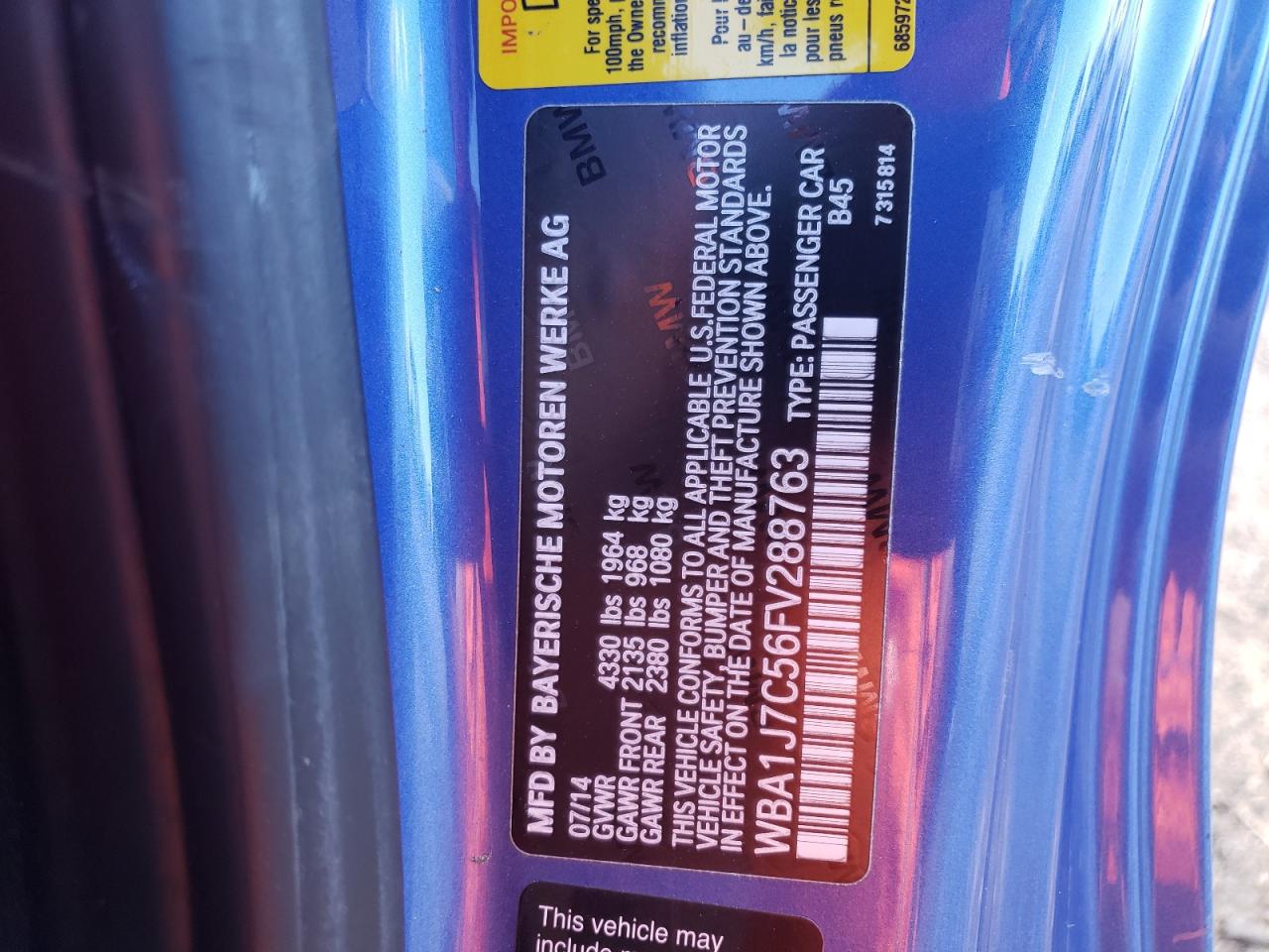 WBA1J7C56FV288763 2015 BMW M235I