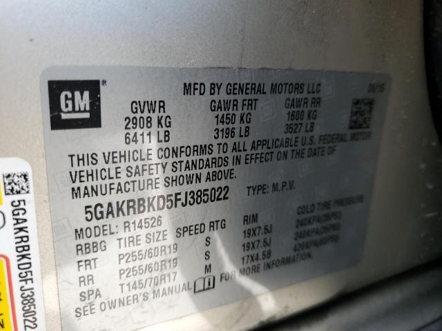 VIN 5GAKRBKD5FJ385022 2015 Buick Enclave no.13