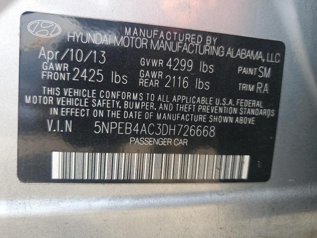 2013 Hyundai Sonata Gls VIN: 5NPEB4AC3DH726668 Lot: 59046444